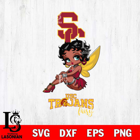 USC Trojans Beauty Black Fairy Betty Boop, Svg Eps Dxf Png File, Digital Download