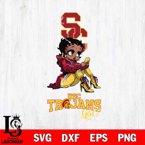USC Trojans Beauty Black Fan Girl Football, Svg Eps Dxf Png File, Digital Download