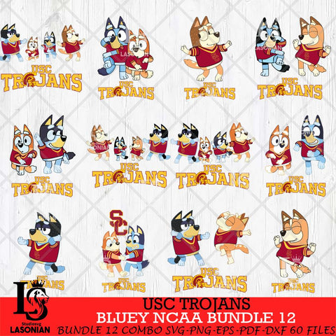 USC Trojans Bluey Dace Mode NCAA Bundle 12 SVG Eps Dxf Png File, Digital Download, Instant Download