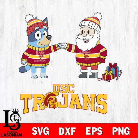 USC Trojans Bluey With Satan Christmas File Cut, NCAA SVG DXF EPS PNG FILE, Digital Download,Instant Download, Silhouette