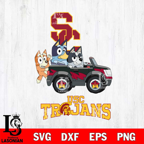 USC Trojans Bluey friends car Svg Eps Dxf Png File, NCAA svg, Digital Download, Instant Download
