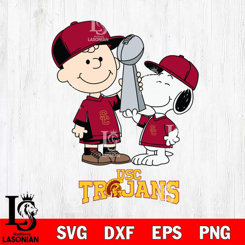 USC Trojans Charlie Brown and Snoopy Champions Svg Eps Dxf Png File, NCAA svg , Digital Download , Instant Download, Cricut File
