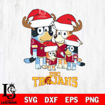 USC Trojans Christmas Bluey Santa Family Cut Files,Bluey Cricut,Christmas Svg , Bluey svg , Digital Download, dxf eps png pdf file