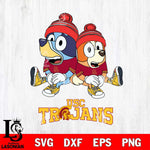 USC Trojans Christmas Bluey & Bingo Sit Cut Files,Bluey Cricut,Christmas Svg , Bluey svg , Digital Download, dxf eps png pdf file