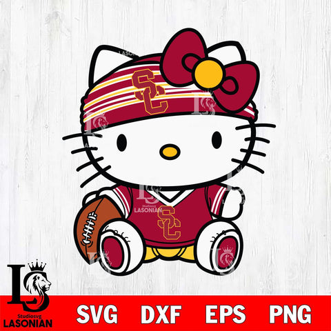 USC Trojans Cute Hello Kitty Football 12 Svg Eps Dxf Png File, NCAA svg, Digital Download, Instant Download