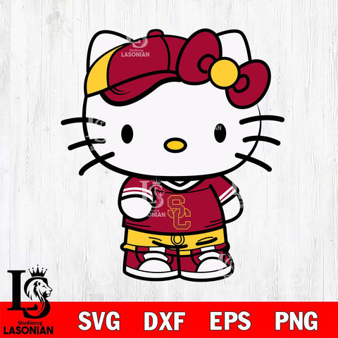 USC Trojans Cute Hello Kitty Football 2 Svg Eps Dxf Png File, NCAA svg, Digital Download, Instant Download