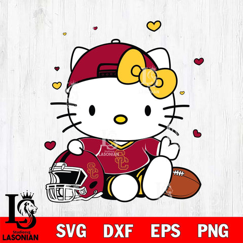 USC Trojans Cute Hello Kitty Football Svg Eps Dxf Png File, NCAA svg, Digital Download, Instant Download