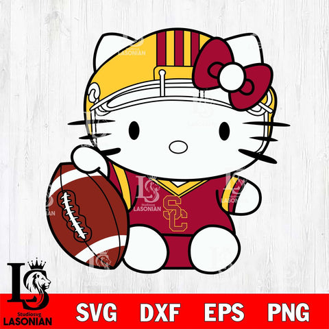 USC Trojans Cute Hello Kitty Football 5 Svg Eps Dxf Png File, NCAA svg, Digital Download, Instant Download