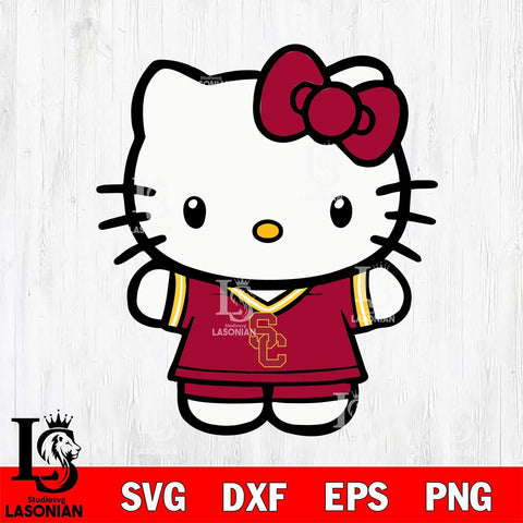 USC Trojans Cute Hello Kitty Football 6 Svg Eps Dxf Png File, NCAA svg, Digital Download, Instant Download