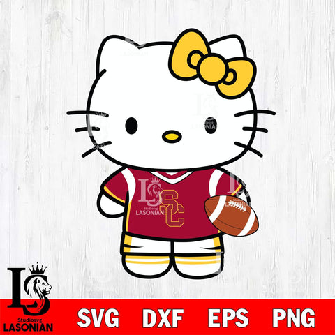USC Trojans Cute Hello Kitty Football 8 Svg Eps Dxf Png File, NCAA svg, Digital Download, Instant Download