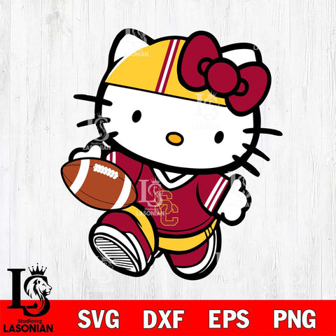USC Trojans Cute Hello Kitty Football 9 Svg Eps Dxf Png File, NCAA svg, Digital Download, Instant Download