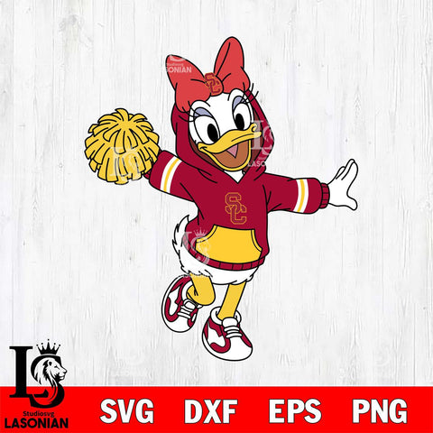 USC Trojans Daisy Duck Cheerleader Christmas File Cut, NCAA SVG DXF EPS PNG FILE, Digital Download , Criucut , Silhouette