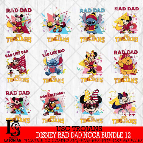 USC Trojans Disney Rad Dad NCAA Bundle 12 SVG DXF EPS PNG FILE, BUNDLE NCAA Disney Father day File Cut,Digital Download,Instant Download,Disney Svg Files