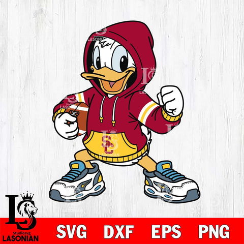 USC Trojans Donald Duck Disney Christmas File Cut, NCAA SVG DXF EPS PNG FILE, Digital Download , Criucut , Silhouette