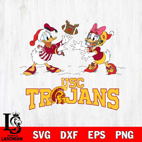 USC Trojans Donald Duck & Daisy Duck Football Cricut,Christmas SVG DXF EPS PNG FILE, NCAA Digital Download,Instant Download, Silhouette