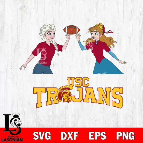 USC Trojans Elsa & Anna Football Cricut,Christmas SVG DXF EPS PNG FILE, NCAA Digital Download,Instant Download, Silhouette
