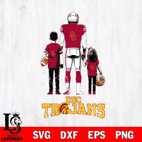 USC Trojans Father And Child Football SVG DXF EPS PNG FILE,NCAA SVG, Father day Digital Download,Instant Download, Silhouette