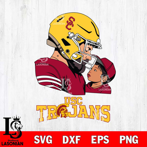 USC Trojans Father And Child Rugby SVG DXF EPS PNG FILE,NCAA SVG, Father day Digital Download,Instant Download, Silhouette
