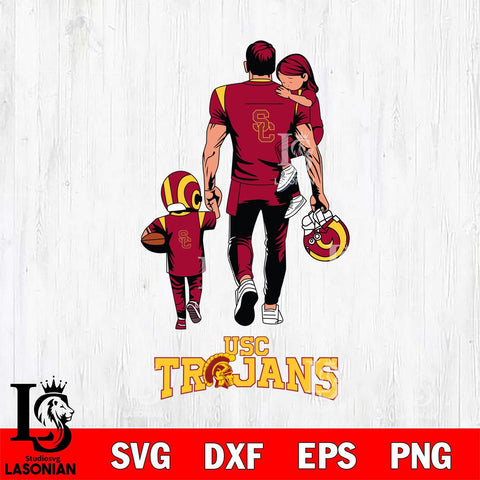 USC Trojans Father And Son Football SVG DXF EPS PNG FILE,NCAA SVG, Father day Digital Download,Instant Download, Silhouette