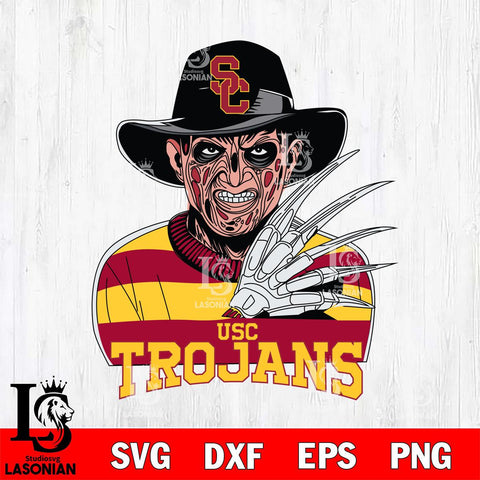 USC Trojans Freddy Krueger Horror Halloween Svg Eps Dxf Png File, NCAA svg, Digital Download, Instant Download