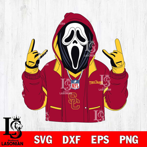 USC Trojans Ghostface Scream Football Halloween Svg Eps Dxf Png File, NCAA svg, Digital Download, Instant Download