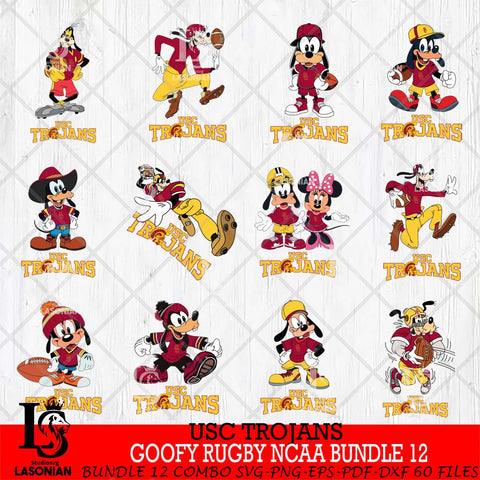 USC Trojans Goofy Rugby Disney NCAA Bundle 12 SVG DXF EPS PNG FILE,NCAA bundle svg ,Football Digital Download,Instant Download, Silhouette