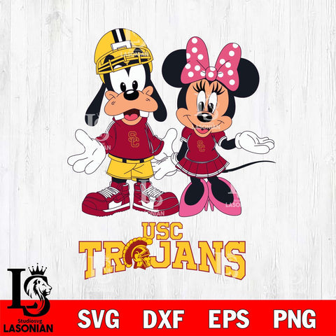 USC Trojans Goofy and Minnie mouse Football SVG DXF EPS PNG FILE,NCAA svg ,Football Digital Download,Instant Download, Silhouette