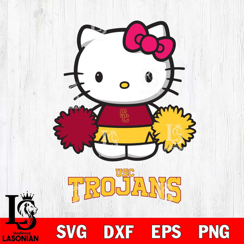 USC Trojans Hello Kitty Cheerleader 2 Svg Eps Dxf Png File, Digital Download, Instant Download