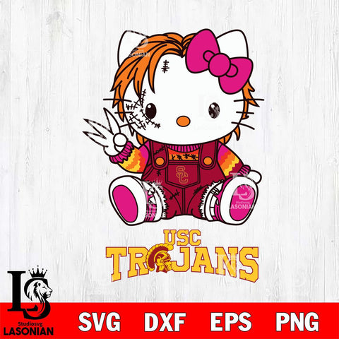 USC Trojans Hello Kitty Horror Svg Eps Dxf Png File, Digital Download