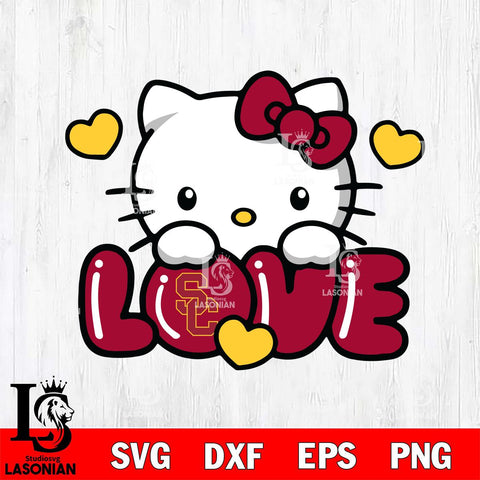 USC Trojans Hello Kitty Love Svg Eps Dxf Png File, Digital Download, Instant Download