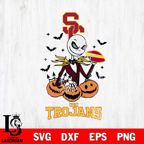 USC Trojans Jack Skellington 2 halloween Svg Eps Dxf Png File, NCAA svg, Digital Download, Instant Download