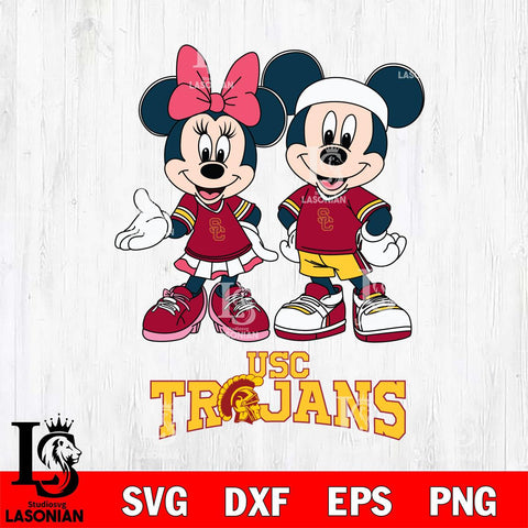 USC Trojans Mickey And Minnie Football Svg Eps Dxf Png File, NCAA svg , Digital Download , Instant Download, Cricut File