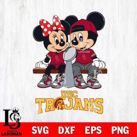 USC Trojans Mickey And Minnie Football Champions Svg Eps Dxf Png File, NCAA svg , Digital Download , Instant Download, Cricut File