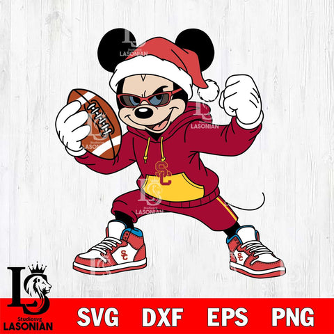 USC Trojans Mickey Cool Football Christmas File Cut, NCAA SVG DXF EPS PNG FILE, Digital Download , Criucut , Silhouette