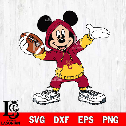 USC Trojans Mickey Disney Football Christmas File Cut, NCAA SVG DXF EPS PNG FILE, Digital Download , Criucut , Silhouette