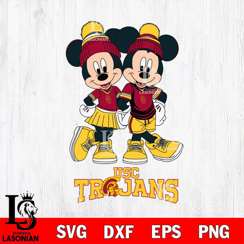 USC Trojans Mickey Minnie Valentine Football Svg Eps Dxf Png File, NCAA svg , Digital Download , Instant Download, Cricut File