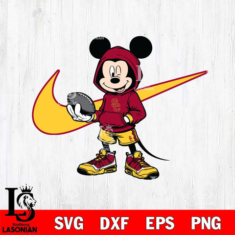 USC Trojans Mickey Wearing Hoodie Sport Svg Eps Dxf Png File, NCAA svg, Digital Download, Instant Download
