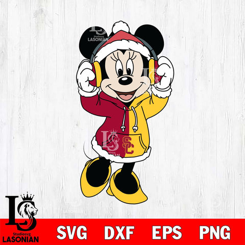 USC Trojans Minnie Mouse Disney Football Christmas File Cut, NCAA SVG DXF EPS PNG FILE, Digital Download , Criucut , Silhouette