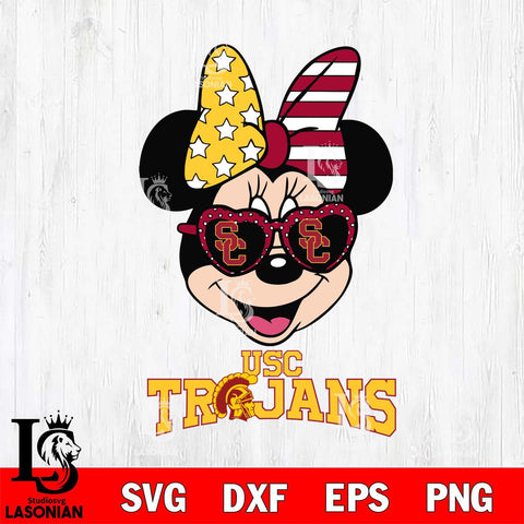 USC Trojans Minnie Mouse Love 2, Svg Eps Dxf Png File, Digital Download