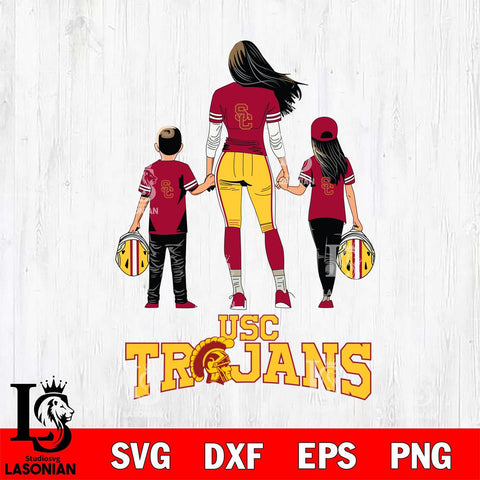 USC Trojans Mother and son Rugby SVG DXF EPS PNG FILE,NCAA SVG, Father day Digital Download,Instant Download, Silhouette