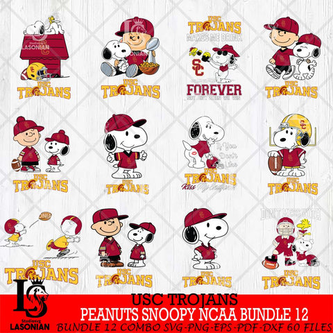 USC Trojans Peanuts Snoopy Player NCAA Bundle 12 SVG DXF EPS PNG FILE,Snoopy File Cut, bundle NCAA Digital Download,Instant Download, Silhouette