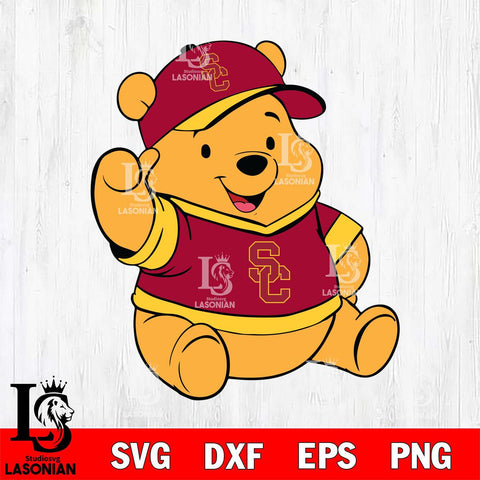 USC Trojans Pooh Bear Svg Eps Dxf Png File, NCAA svg, Digital Download, Instant Download