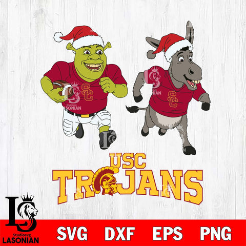 USC Trojans Shrek and Donkey Football Cricut,Christmas SVG DXF EPS PNG FILE, NCAA Digital Download,Instant Download, Silhouette