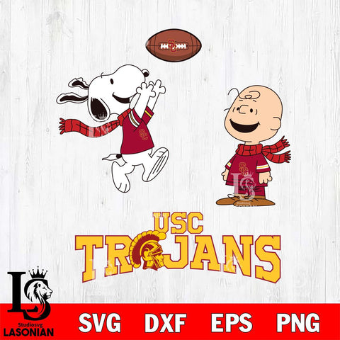 USC Trojans Snoopy & Charlie Brown Football Cricut,Christmas SVG DXF EPS PNG FILE, NCAA Digital Download,Instant Download, Silhouette