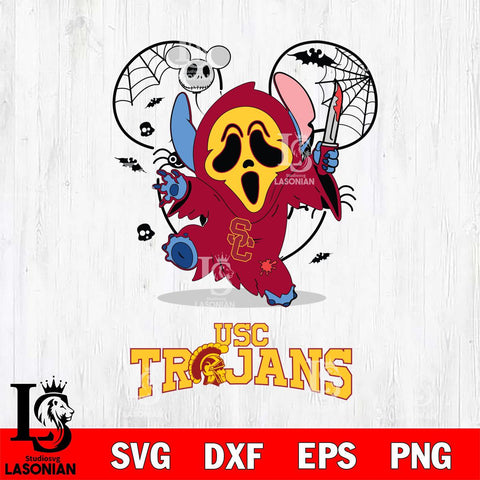 USC Trojans Stitch Ghost Face Halloween 2 Svg Eps Dxf Png File, Digital Download, Instant Download
