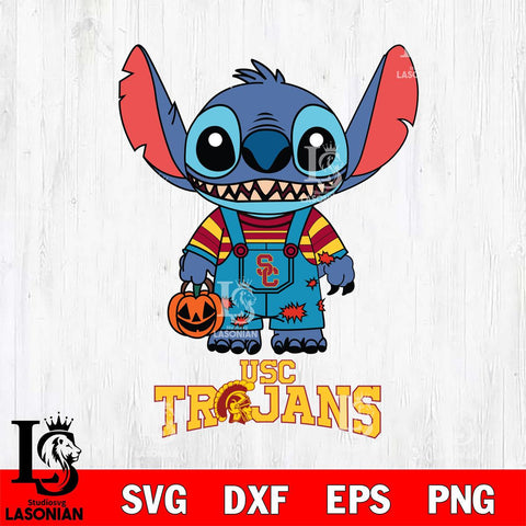 USC Trojans Stitch Horror Halloween Svg Eps Dxf Png File, NCAA svg, Digital Download, Instant Download