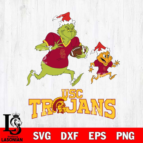 USC Trojans The Grinch & Max Football Cricut,Christmas SVG DXF EPS PNG FILE, NCAA Digital Download,Instant Download, Silhouette