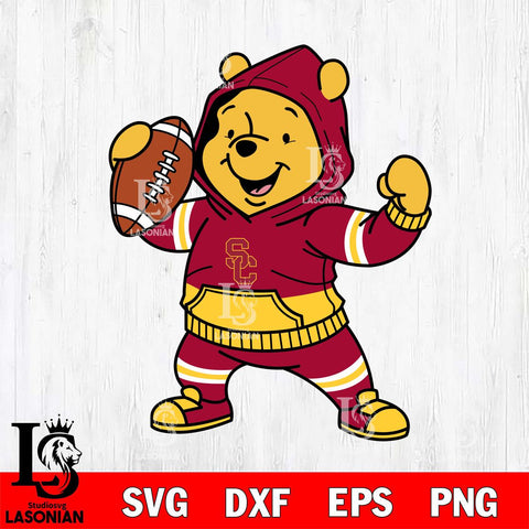 USC Trojans Winnie The Pooh Disney Football Christmas File Cut, NCAA SVG DXF EPS PNG FILE, Digital Download , Criucut , Silhouette