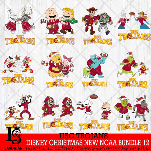 USC Trojans  Disney Christmas New NCAA Bundle 12 Cricut,Christmas SVG DXF EPS PNG FILE, BUNDLE NCAA Digital Download,Instant Download, Silhouette