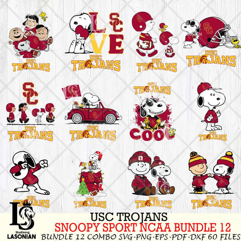 USC Trojans  Snoopy NCAA Bundle 12 SVG Svg Eps Dxf Png File, Digital Download